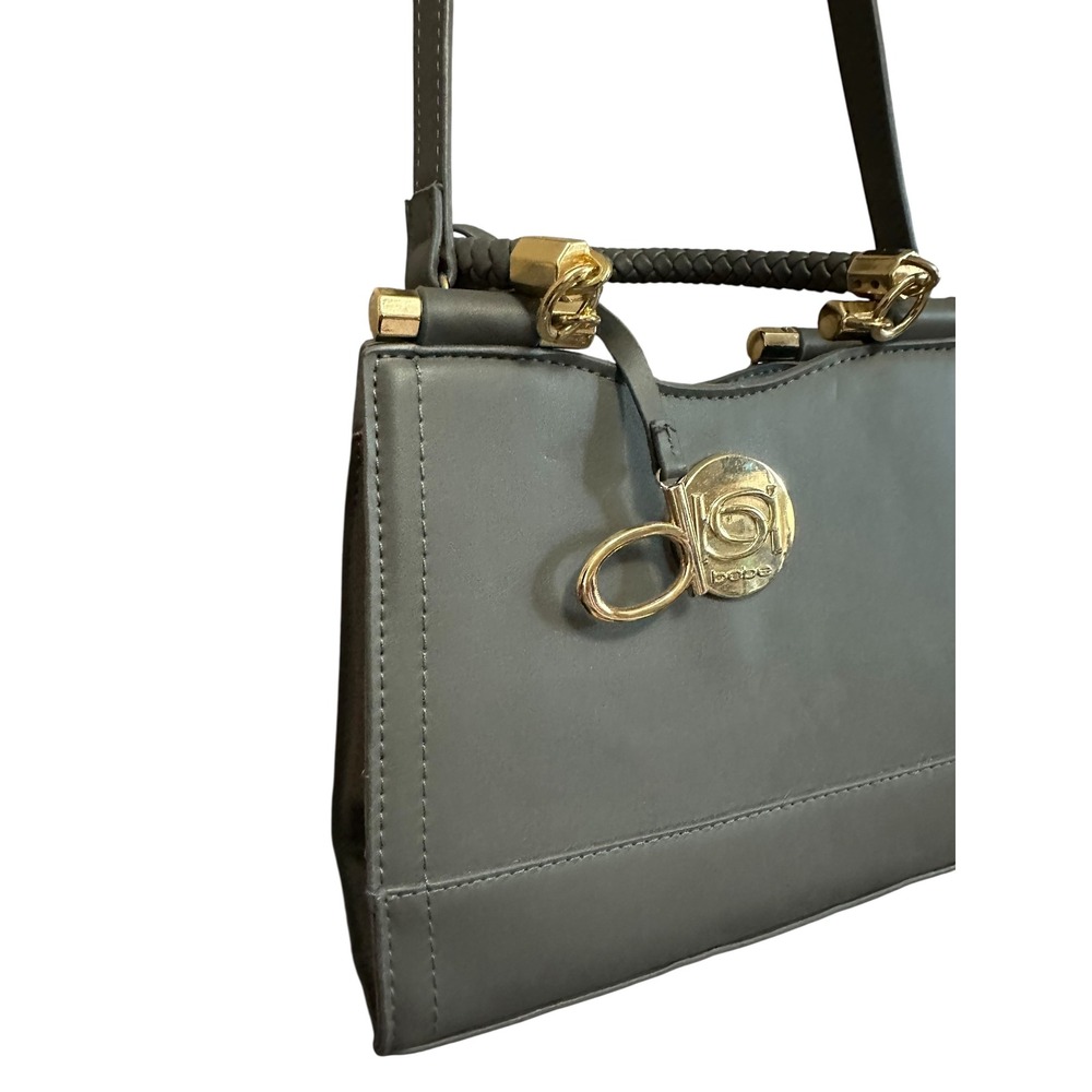 Bebe Los Angeles Gray Satchel Top Handle Crossbody Bag Purse‎ - Picture 3 of 6